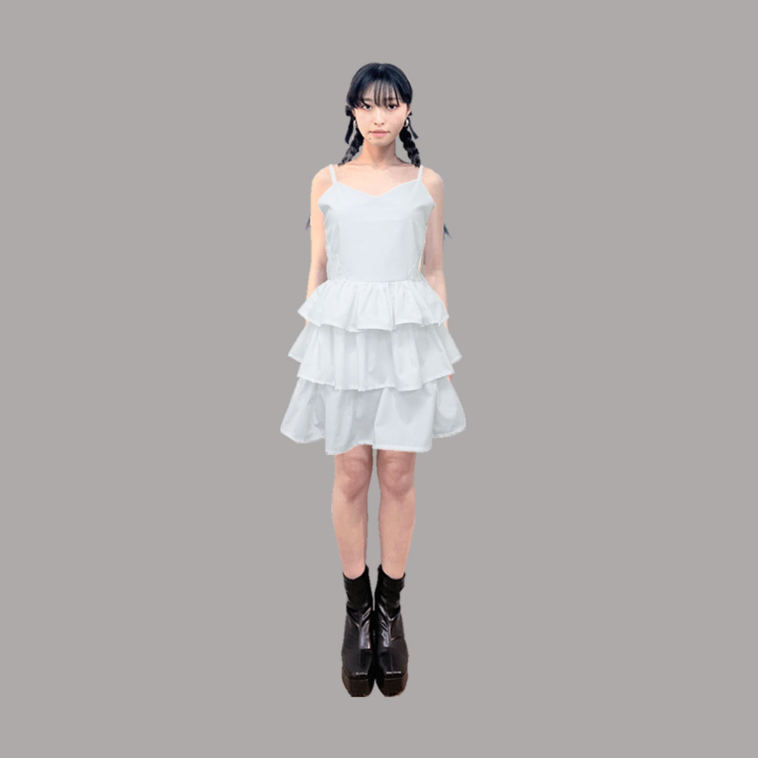 ୨୧1週間限定10％OFF୨୧ [ yy0904._] 緩苺 - Side Lace Tiered Cami Onepiece