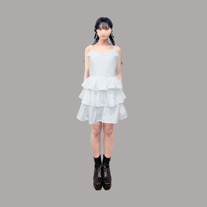 ୨୧1週間限定10％OFF୨୧ [ yy0904._] 緩苺 - Side Lace Tiered Cami Onepiece