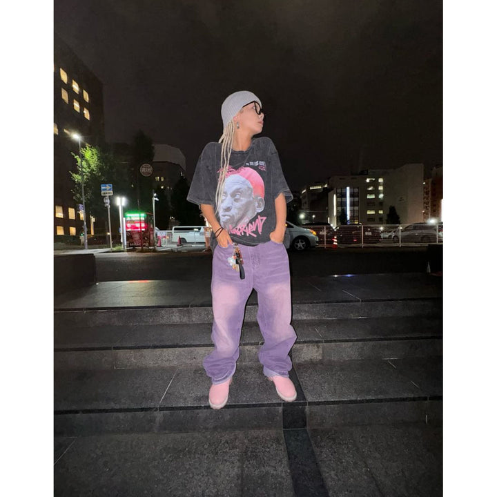 [ying.yansamurai] Carmour denim retro color wide-leg pants