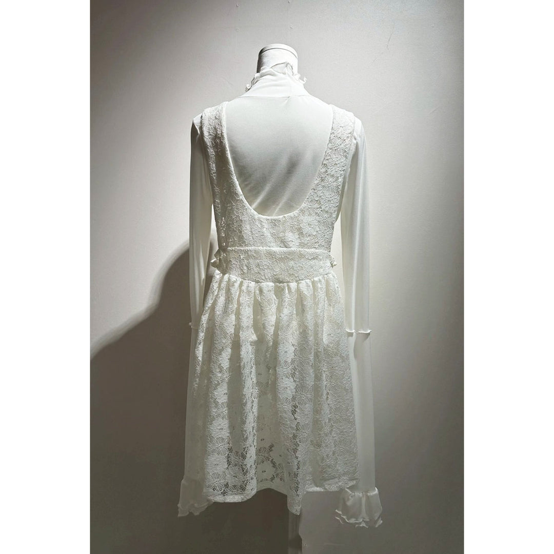 Front ribbon sleeveless onepiece (Flower Lace)  ¥12,980 / ¥13,480