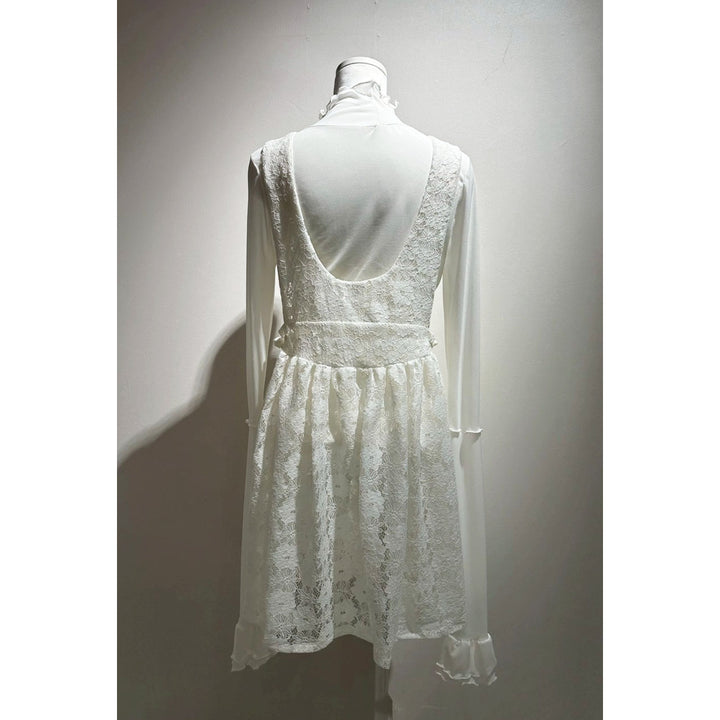 Front ribbon sleeveless onepiece (Flower Lace)  ¥12,980 / ¥13,480