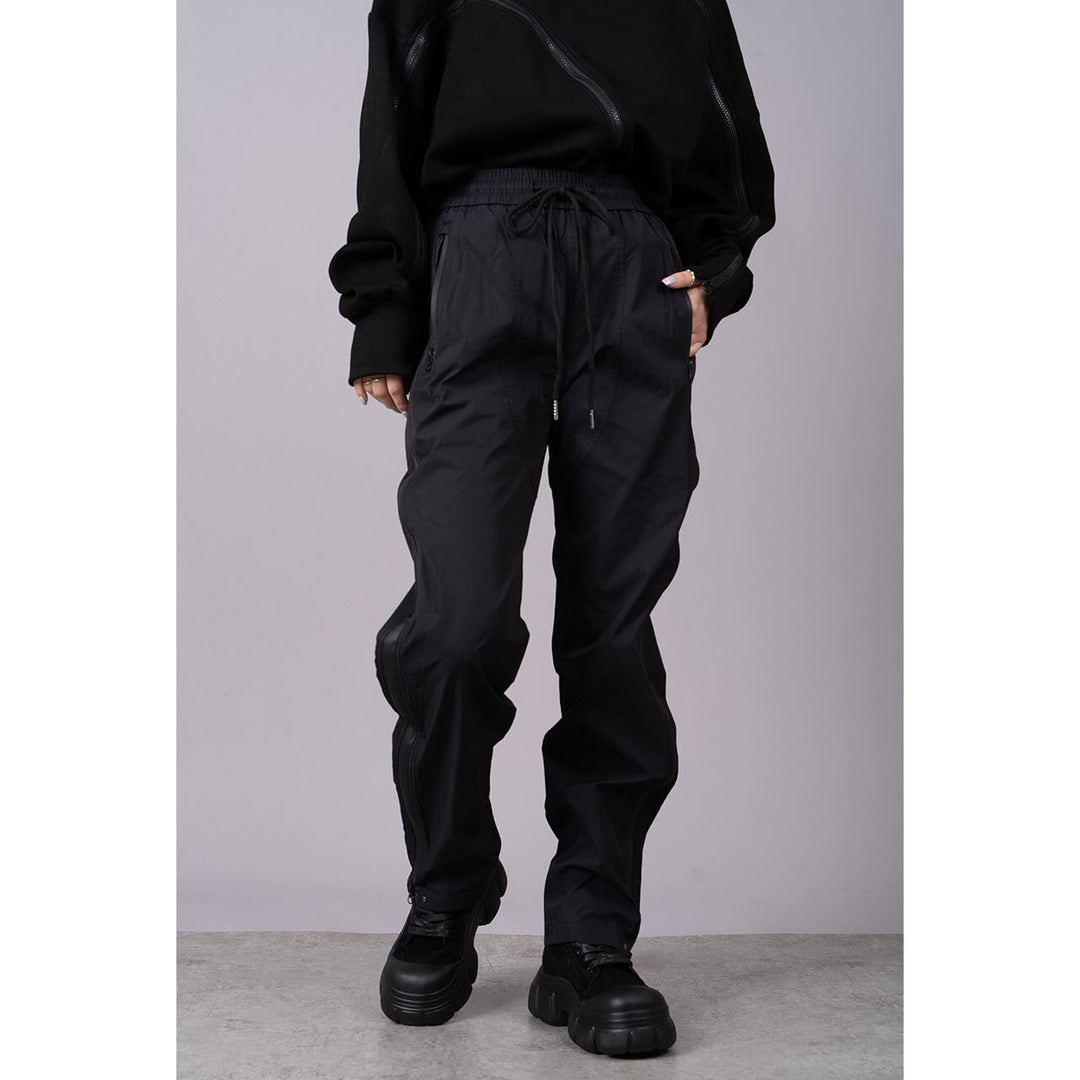 [¥0] Drawstring Slender Zipper Pants