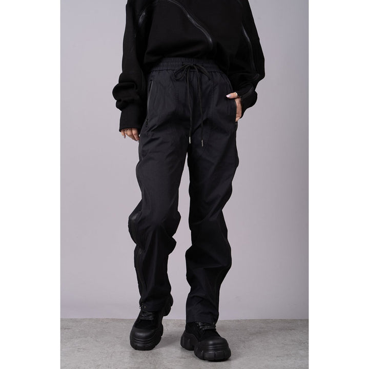[¥0] Drawstring Slender Zipper Pants