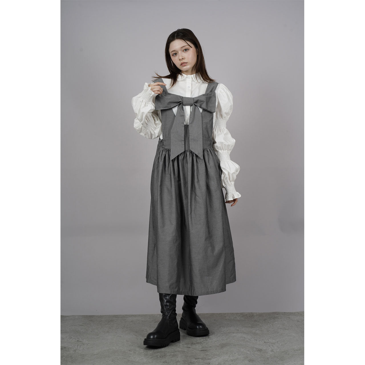 【BAON】Hemz Two-Way Dot Ribbon Sleeveless One Piece Front ribbon sleeveless onepiece ¥8,980 / ¥8,480