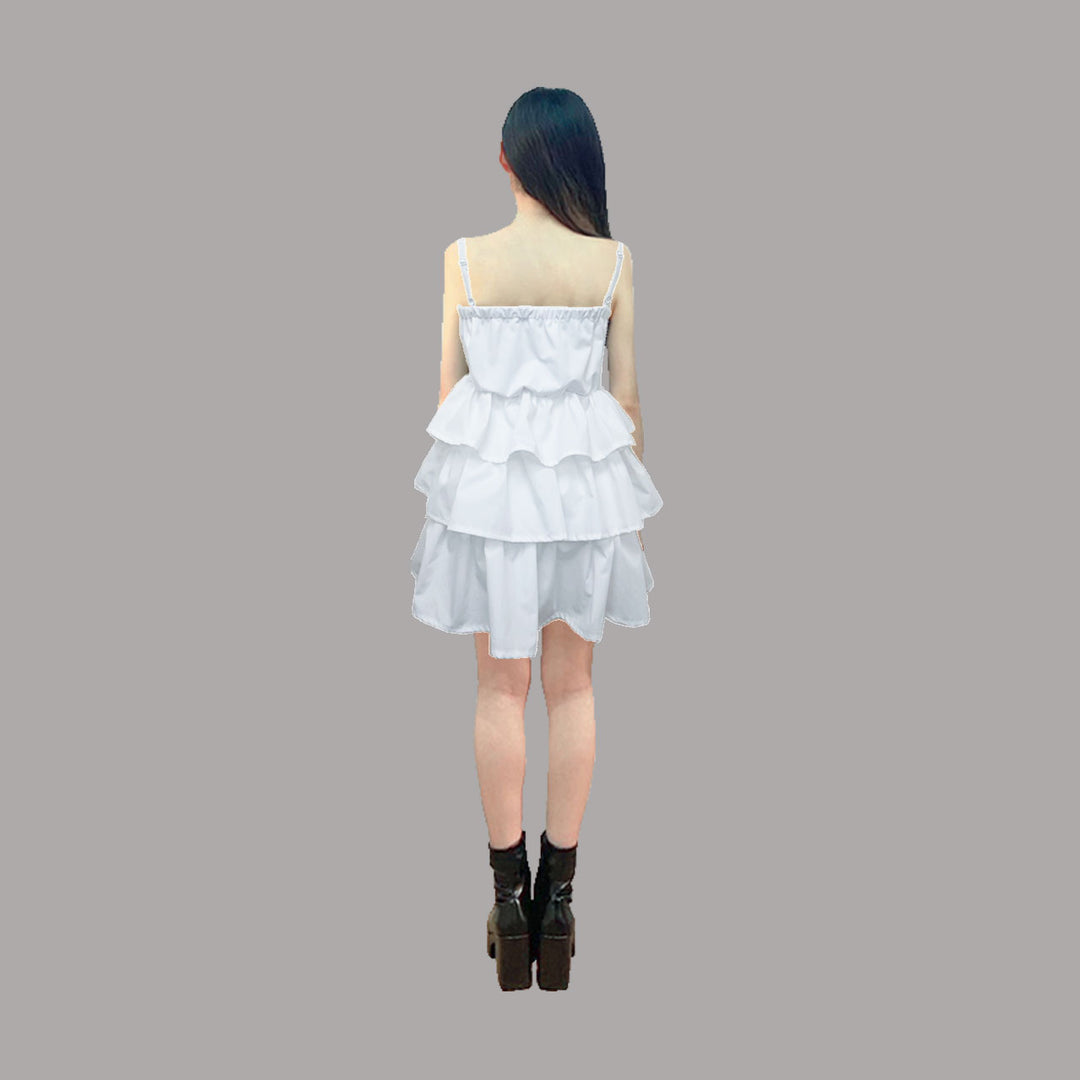 ୨୧1週間限定10％OFF୨୧ [ yy0904._] 緩苺 - Side Lace Tiered Cami Onepiece