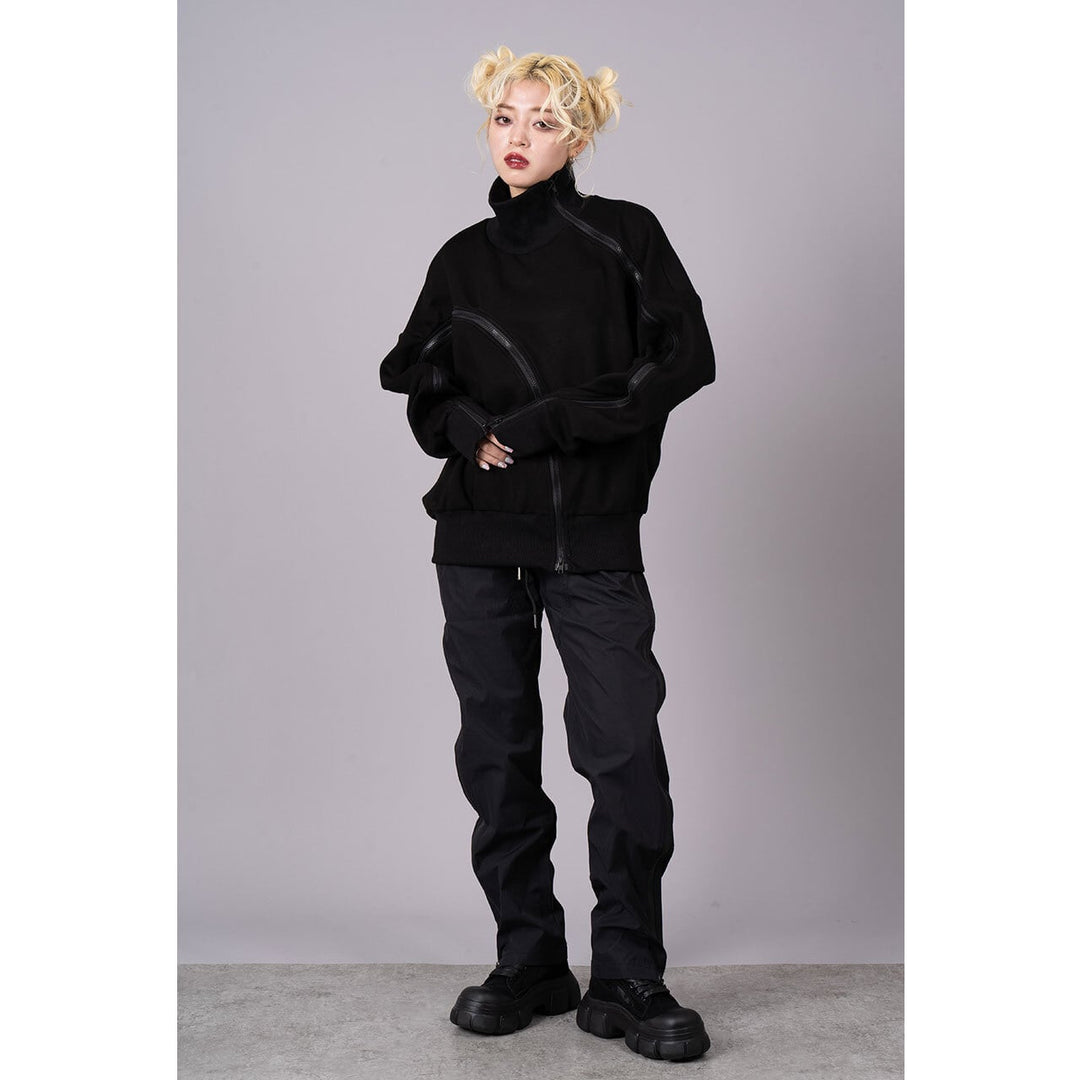 [¥0] Drawstring Slender Zipper Pants
