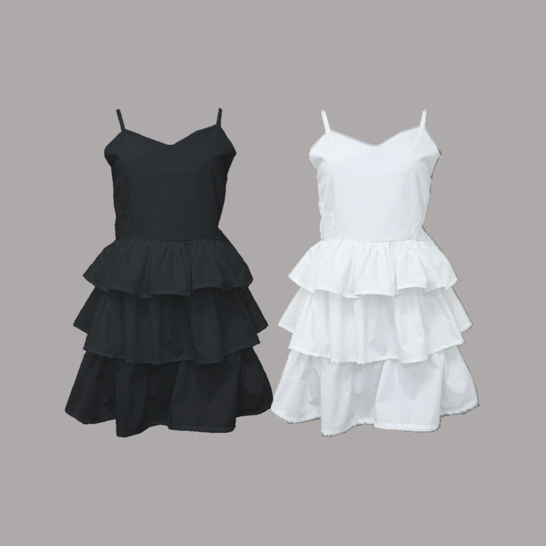 ୨୧1週間限定10％OFF୨୧ [ yy0904._] 緩苺 - Side Lace Tiered Cami Onepiece