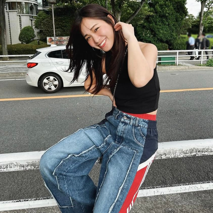 [maaarina0806] Street color patchwork loose jeans