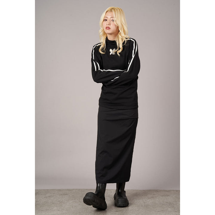 [¥0] Side Tuck Slit Tight Skirt