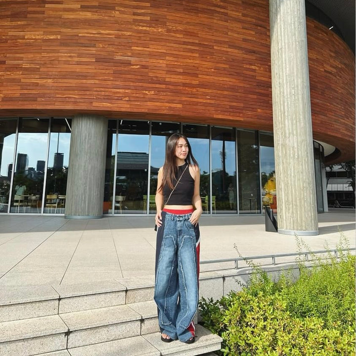 [maaarina0806] Street color patchwork loose jeans