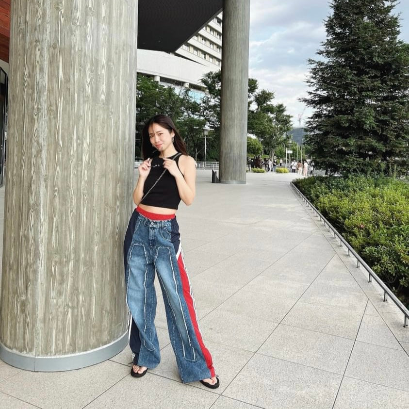 [maaarina0806] Street color patchwork loose jeans