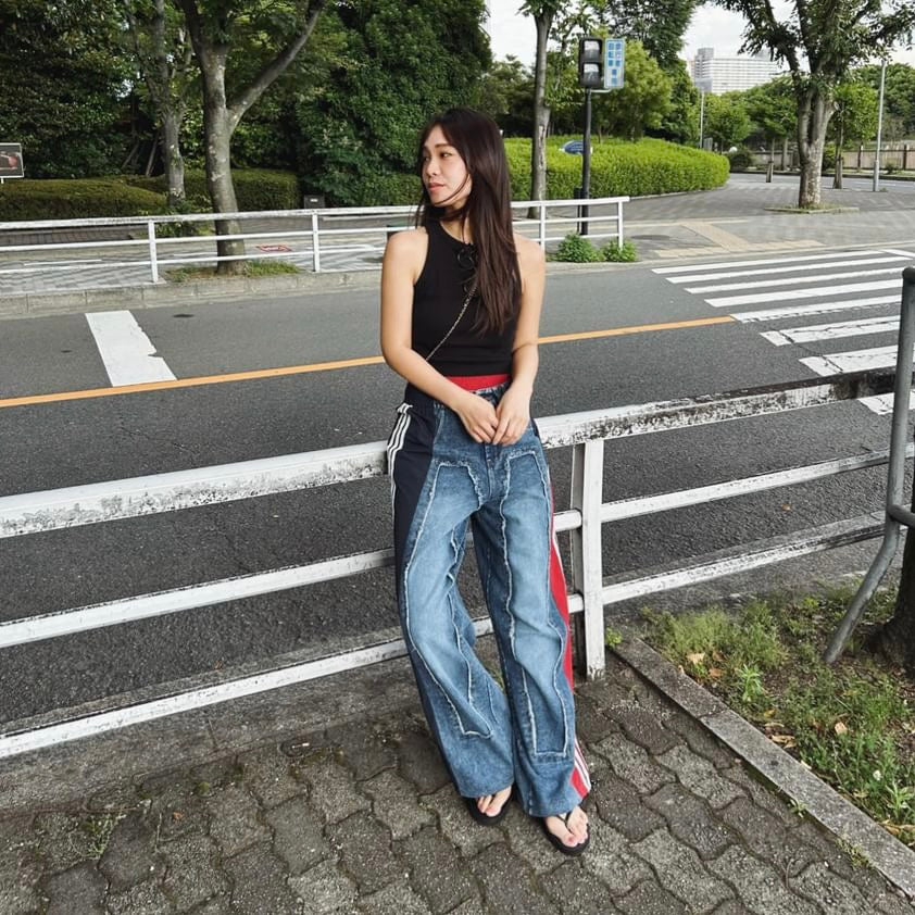[maaarina0806] Street color patchwork loose jeans