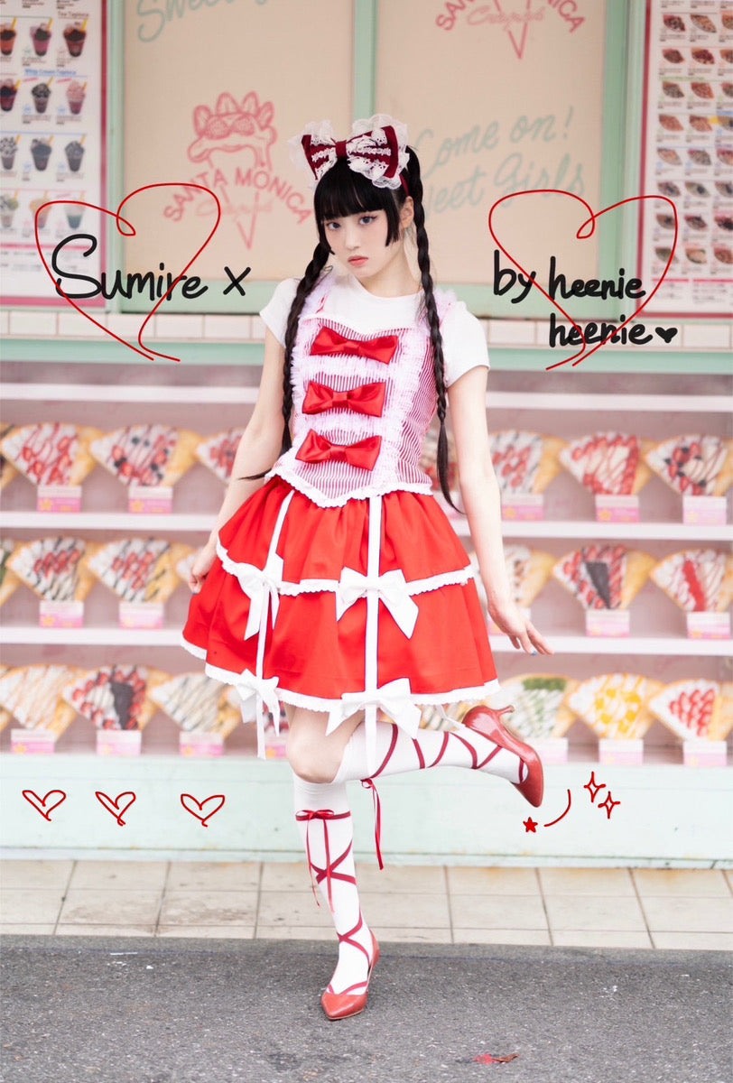 ❤︎‬2点購入で1,000円OFF❤︎‬ [suu_____chan] 佐藤すみれコラボアイテム第2弾 - ビスチェ × スカート - ビターチョコレート