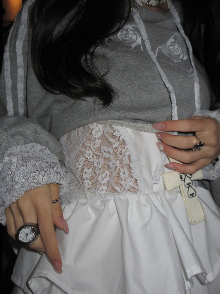 ୨୧ セット購入はこちらから ୨୧ 1週間限定15％OFF ୨୧ [ yy0904._] 緩苺 -Rose Hoodie シリーズ × Side Lace Tiered Cami Onepiece 24,191 / 25,041