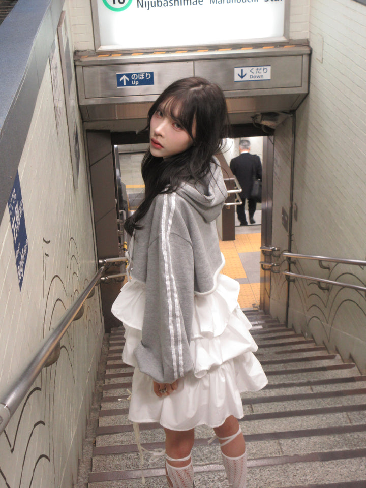 ୨୧ セット購入はこちらから ୨୧ 1週間限定15％OFF ୨୧ [ yy0904._] 緩苺 -Rose Hoodie シリーズ × Side Lace Tiered Cami Onepiece 24,191 / 25,041