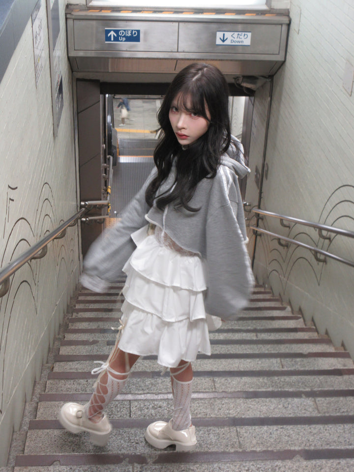 ୨୧ セット購入はこちらから ୨୧ 1週間限定15％OFF ୨୧ [ yy0904._] 緩苺 -Rose Hoodie シリーズ × Side Lace Tiered Cami Onepiece 24,191 / 25,041