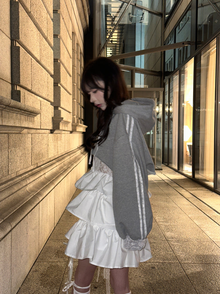 ୨୧ セット購入はこちらから ୨୧ 1週間限定15％OFF ୨୧ [ yy0904._] 緩苺 -Rose Hoodie シリーズ × Side Lace Tiered Cami Onepiece 24,191 / 25,041