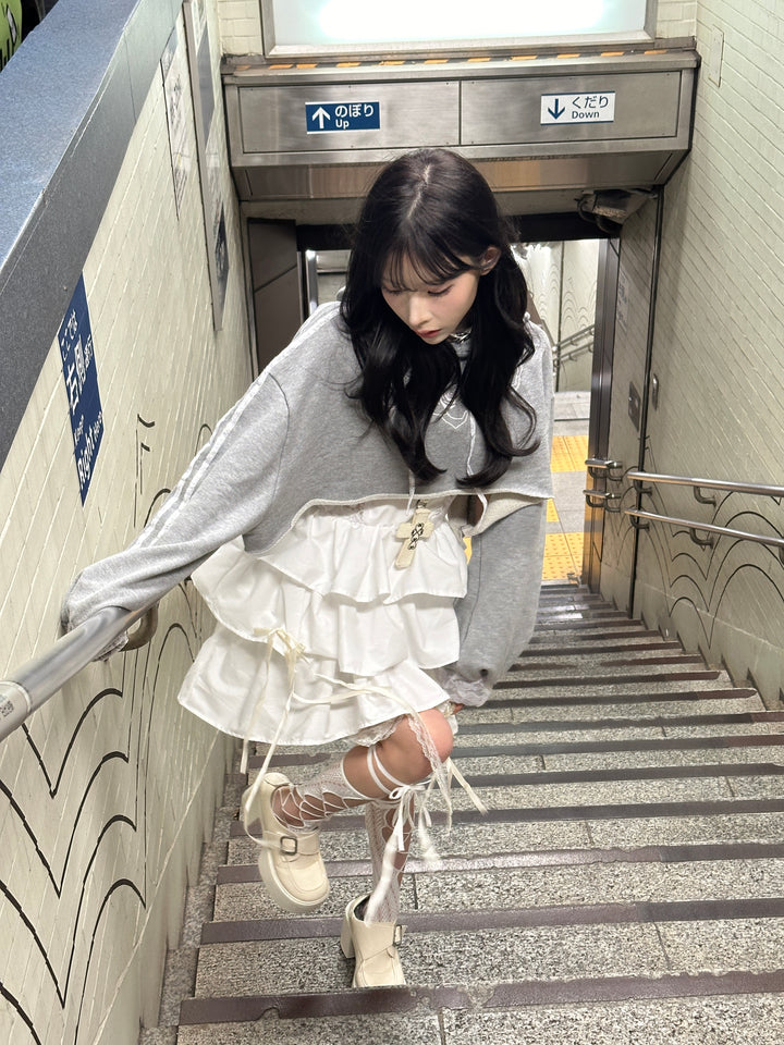 ୨୧ セット購入はこちらから ୨୧ 1週間限定15％OFF ୨୧ [ yy0904._] 緩苺 -Rose Hoodie シリーズ × Side Lace Tiered Cami Onepiece 24,191 / 25,041