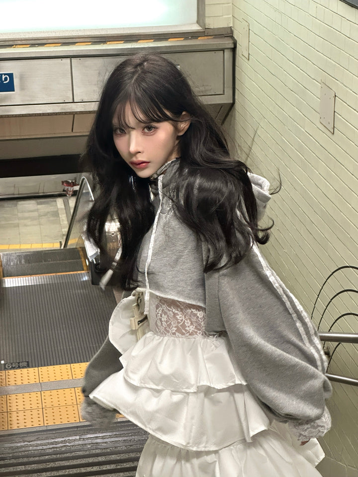 ୨୧ セット購入はこちらから ୨୧ 1週間限定15％OFF ୨୧ [ yy0904._] 緩苺 -Rose Hoodie シリーズ × Side Lace Tiered Cami Onepiece 24,191 / 25,041