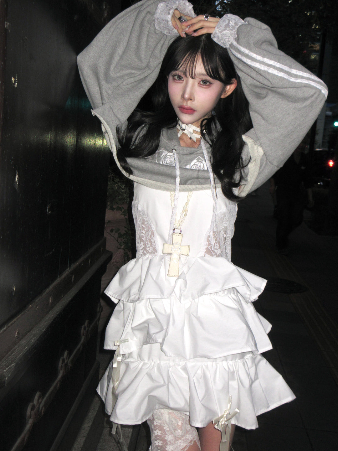 ୨୧1週間限定10％OFF୨୧ [ yy0904._] 緩苺 - Side Lace Tiered Cami Onepiece