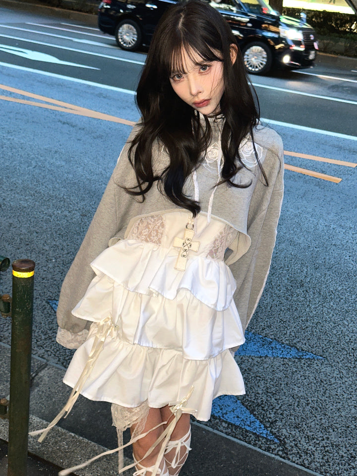 ୨୧ セット購入はこちらから ୨୧ 1週間限定15％OFF ୨୧ [ yy0904._] 緩苺 -Rose Hoodie シリーズ × Side Lace Tiered Cami Onepiece 24,191 / 25,041