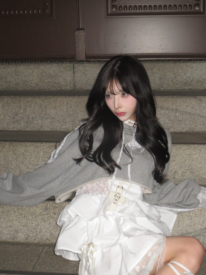 ୨୧ セット購入はこちらから ୨୧ 1週間限定15％OFF ୨୧ [ yy0904._] 緩苺 -Rose Hoodie シリーズ × Side Lace Tiered Cami Onepiece 24,191 / 25,041