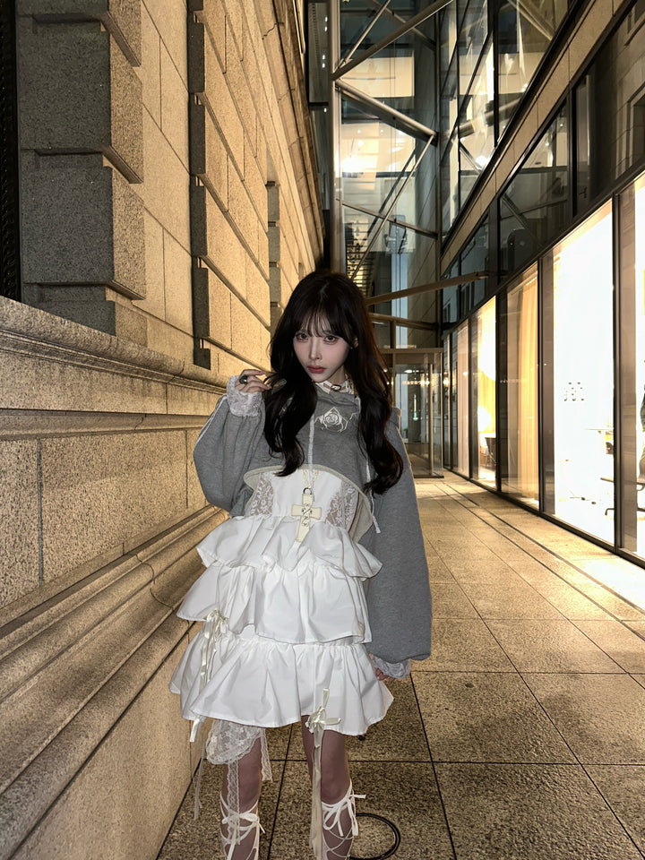 ୨୧1週間限定10％OFF୨୧ [ yy0904._] 緩苺 - Side Lace Tiered Cami Onepiece