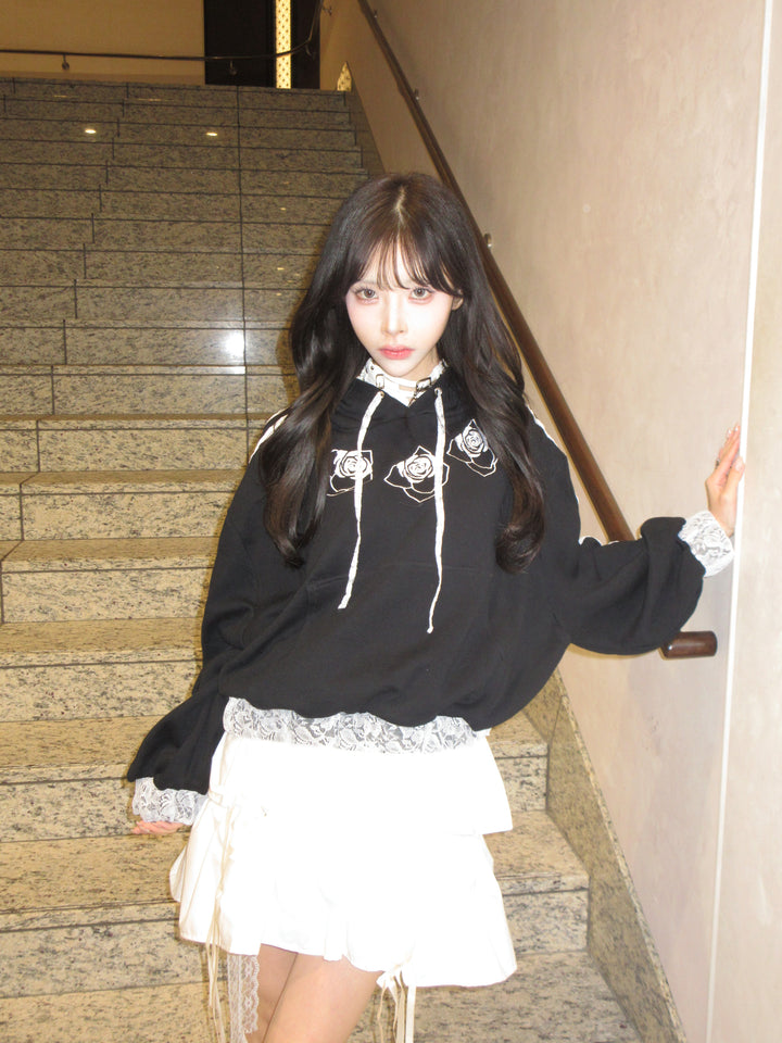 ୨୧ セット購入はこちらから ୨୧ 1週間限定15％OFF ୨୧ [ yy0904._] 緩苺 -Rose Hoodie シリーズ × Side Lace Tiered Cami Onepiece 24,191 / 25,041