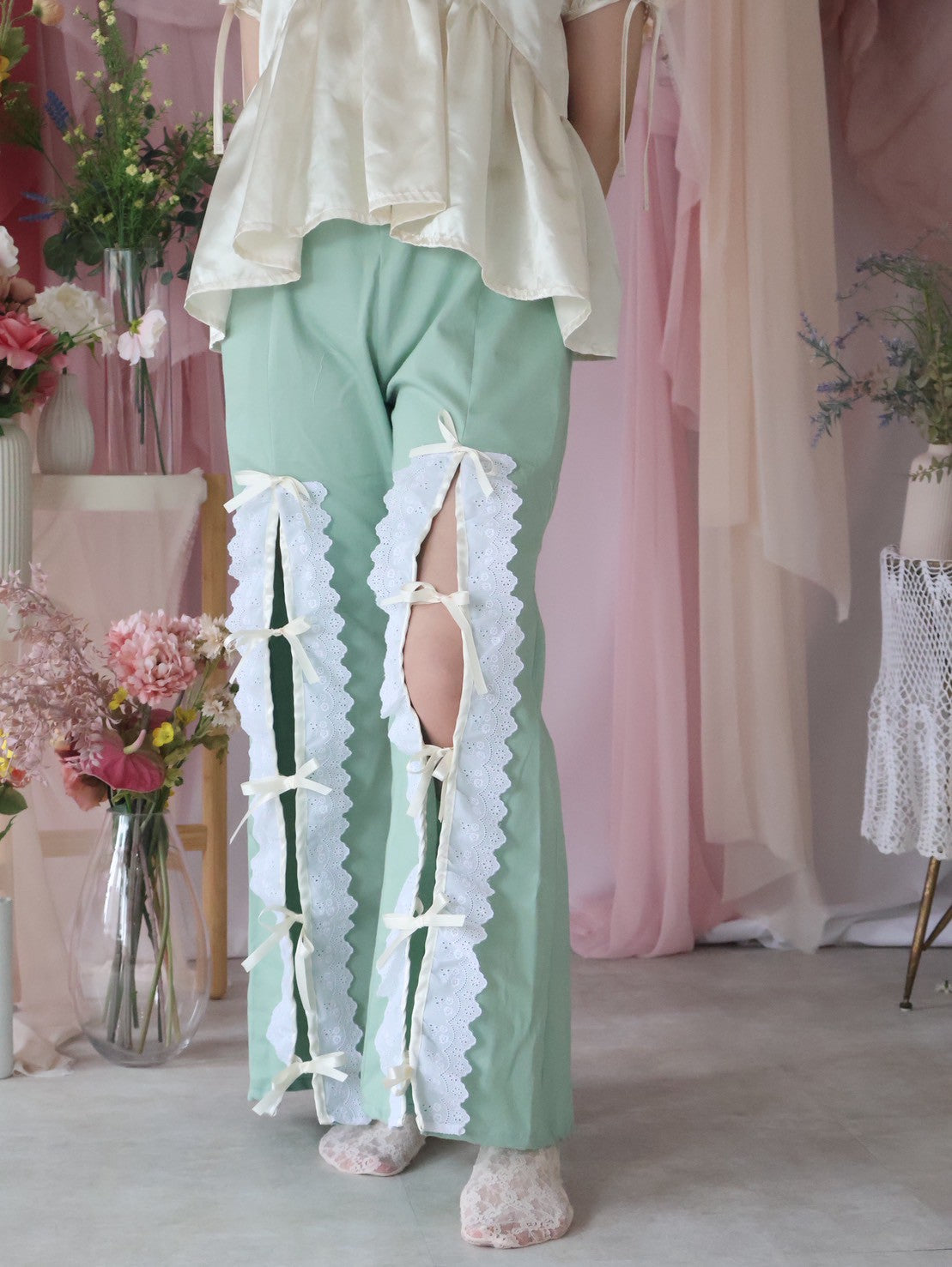 パンツ ribbon slit skirt pants チャイナリボンスリットパンツ China Ribbon Slit Pants | FICTIO