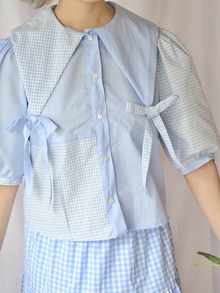 [natyu_moon] × byheenieheenieコラボアイテム - patchy gingham blouse