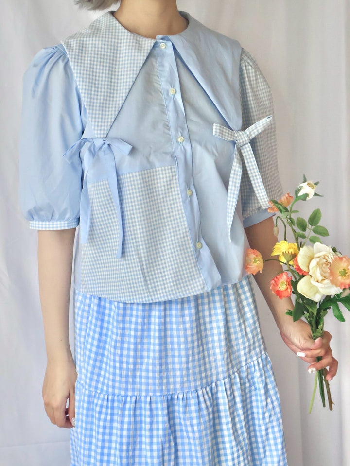 [natyu_moon] × byheenieheenieコラボアイテム - patchy gingham blouse