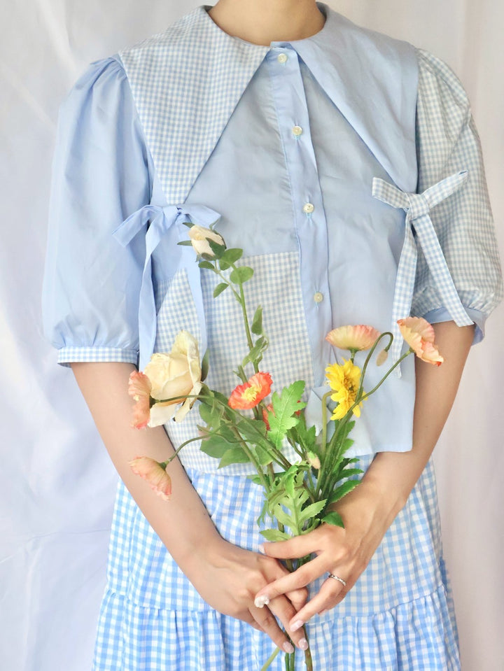 [natyu_moon] × byheenieheenieコラボアイテム - patchy gingham blouse
