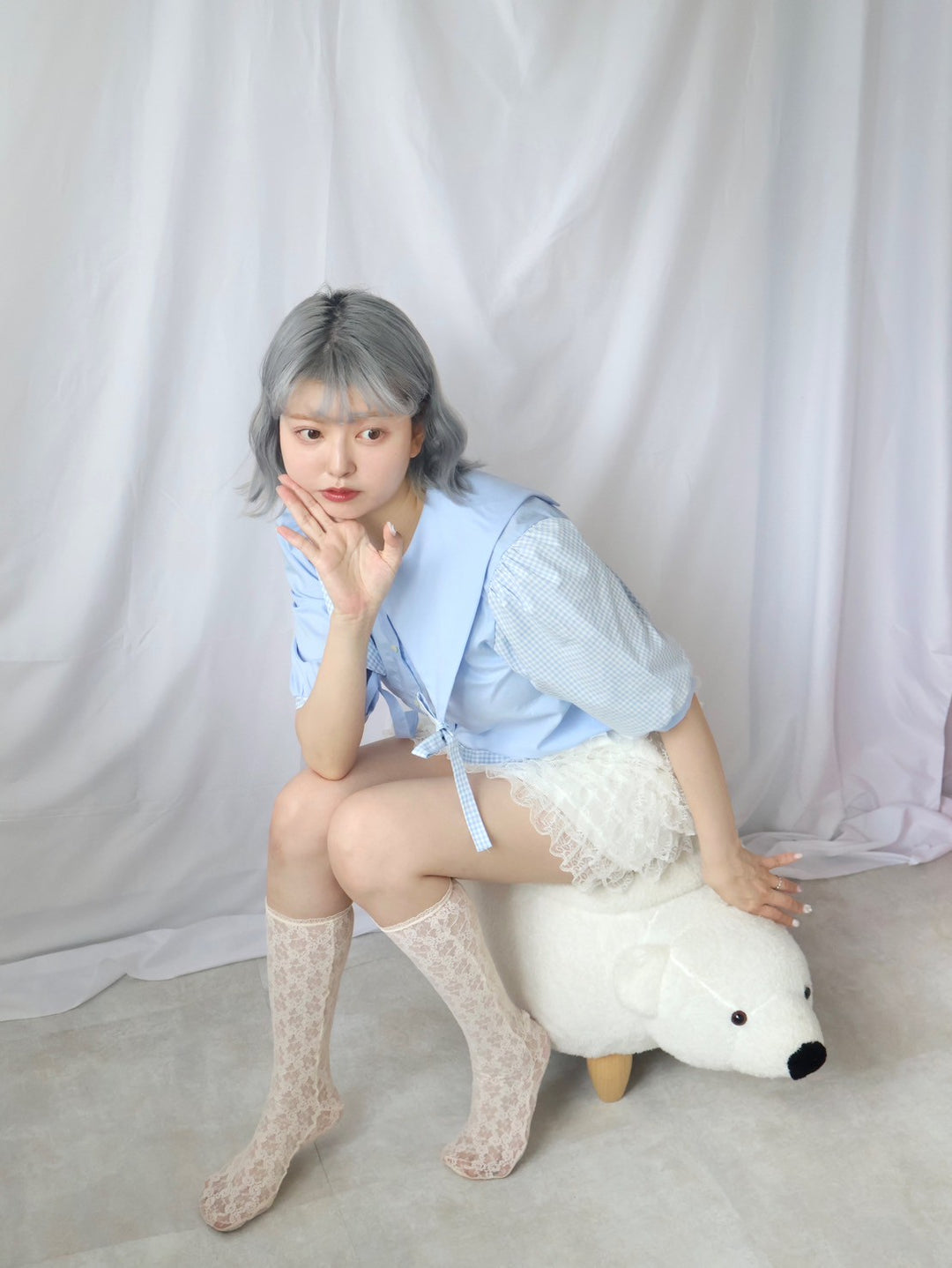 [natyu_moon] × byheenieheenieコラボアイテム - patchy gingham blouse