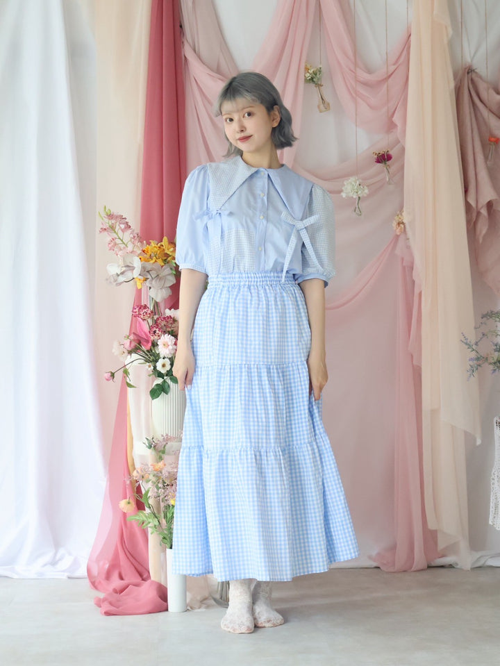 [natyu_moon] × byheenieheenieコラボアイテム - patchy gingham blouse