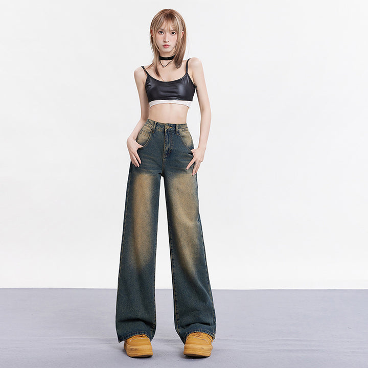 Washed loose jeans