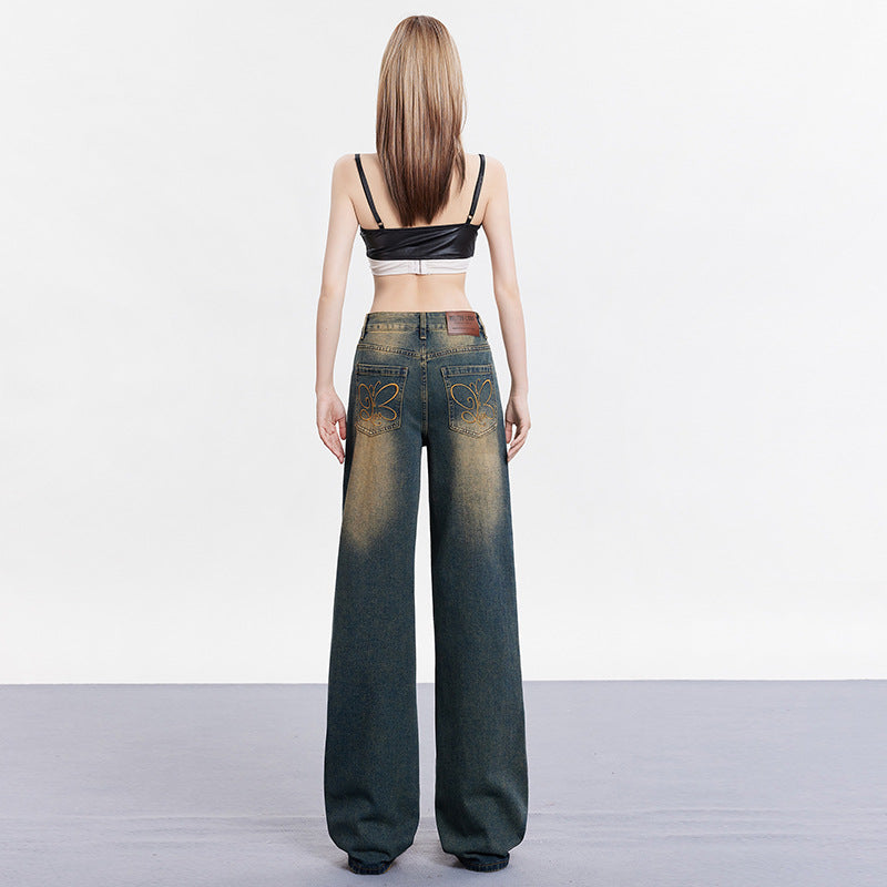 Washed loose jeans