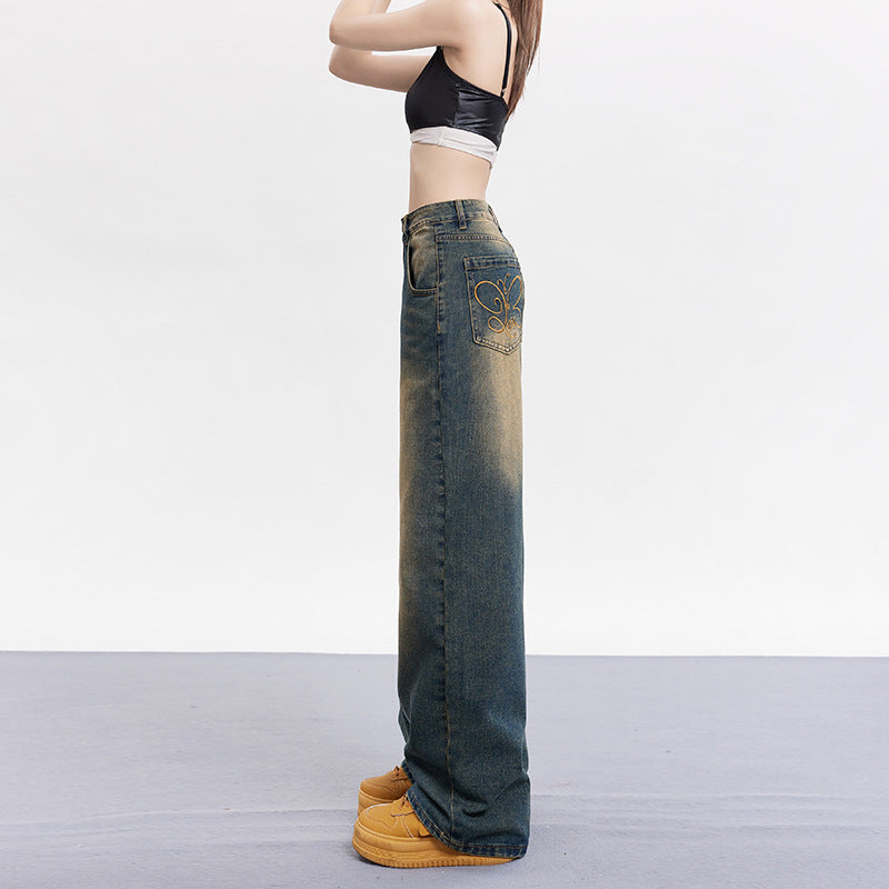 Washed loose jeans