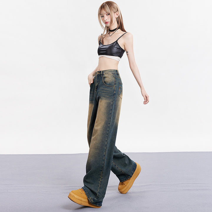 Washed loose jeans