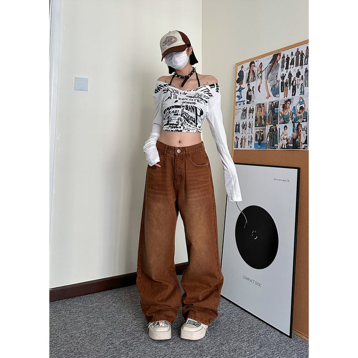 [¥0] Vintage brown washed jeans