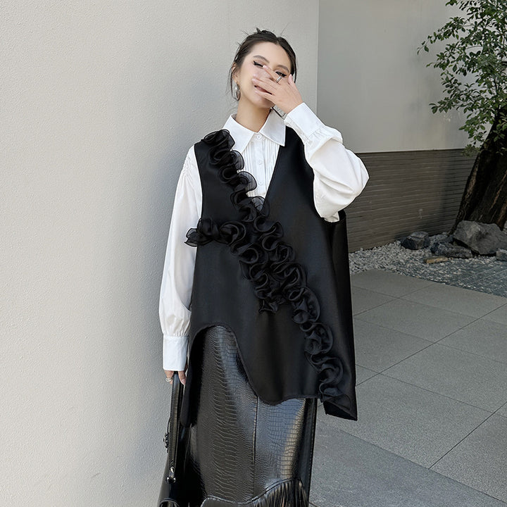 PU Leather V neck vest