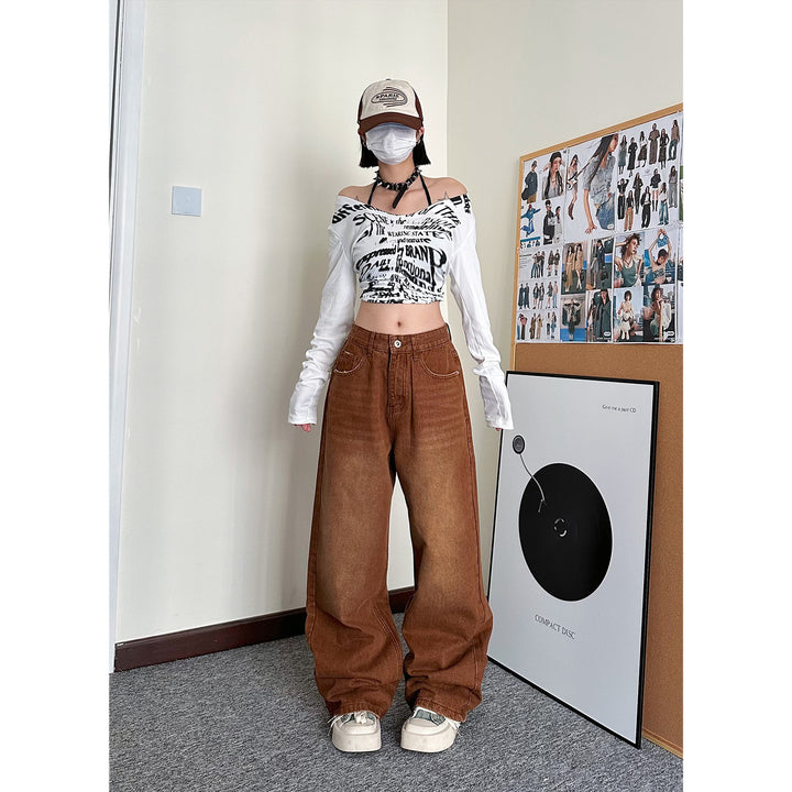 [¥0] Vintage brown washed jeans