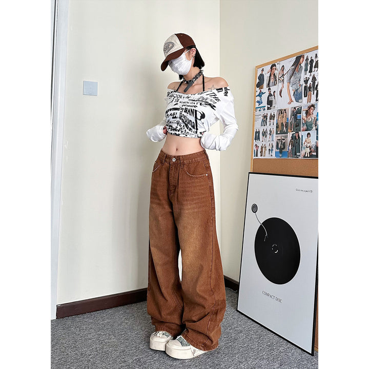 [¥0] Vintage brown washed jeans