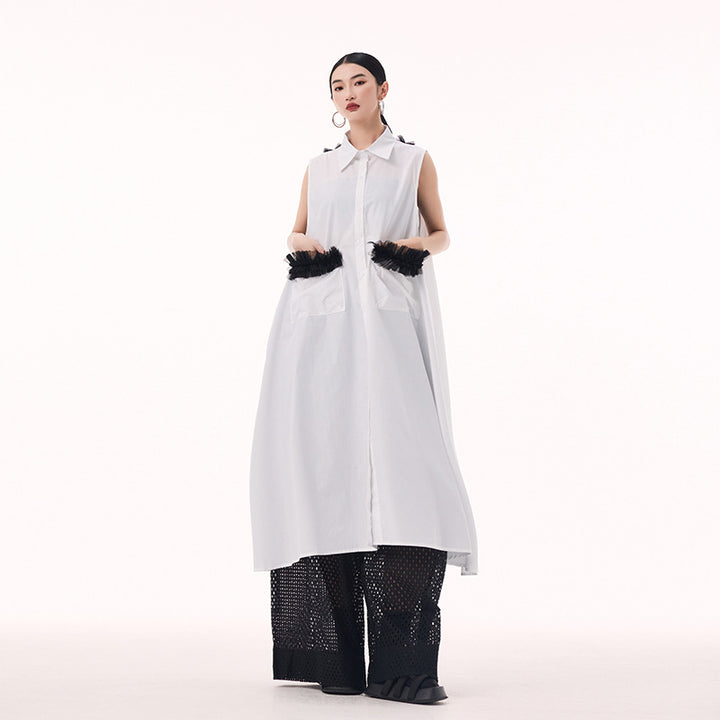 Tulle sleeveless shirt dress