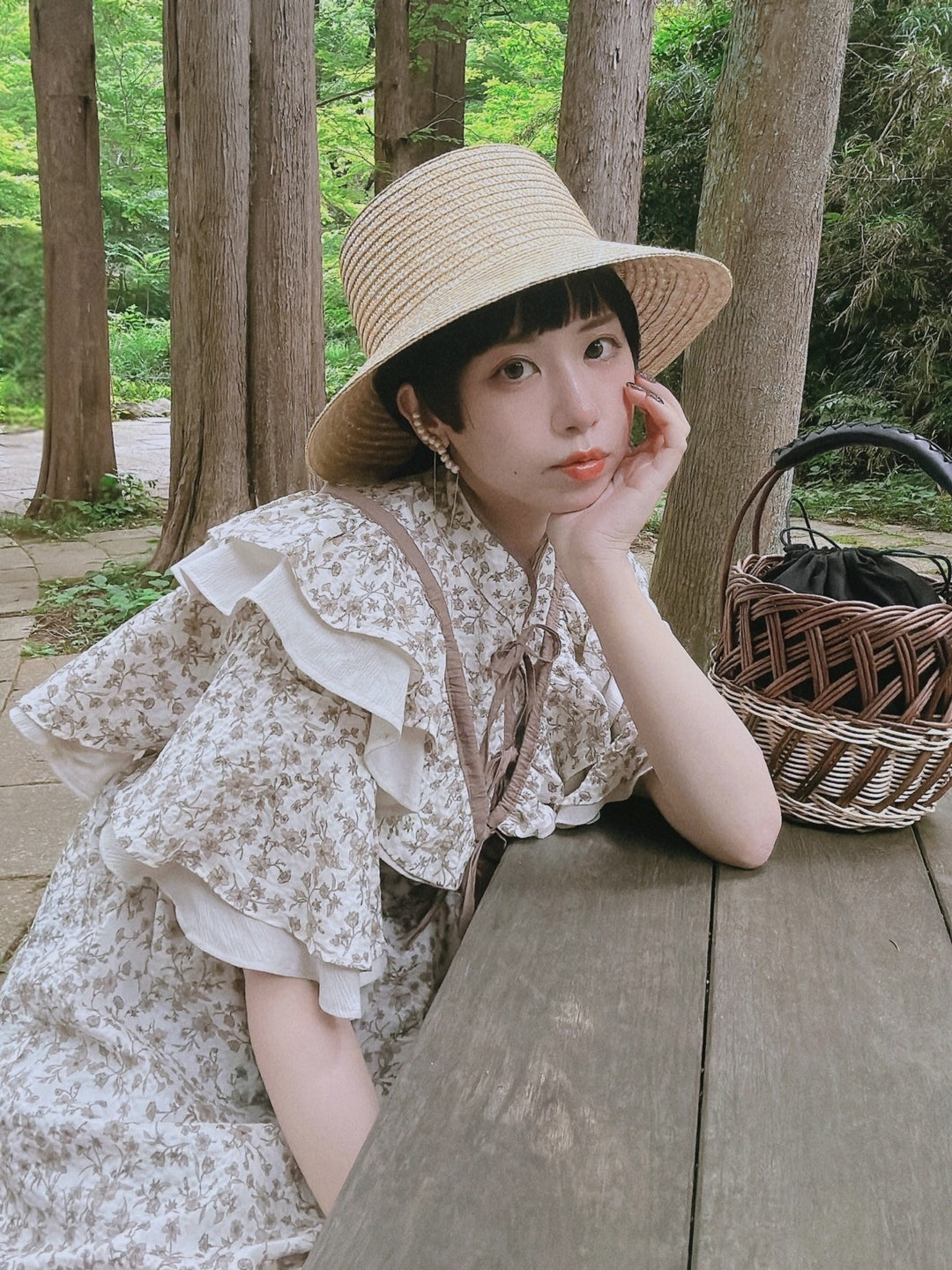 ୨୧2点購入で1,000円OFF୨୧ [usagikomachi] うさこま - Metamor Kimono Dress / Ash botanica