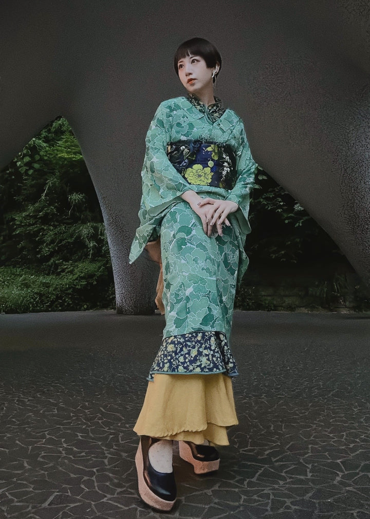୨୧2点購入で1,000円OFF୨୧ [usagikomachi] うさこま - Metamor Kimono Dress / Emera botanica