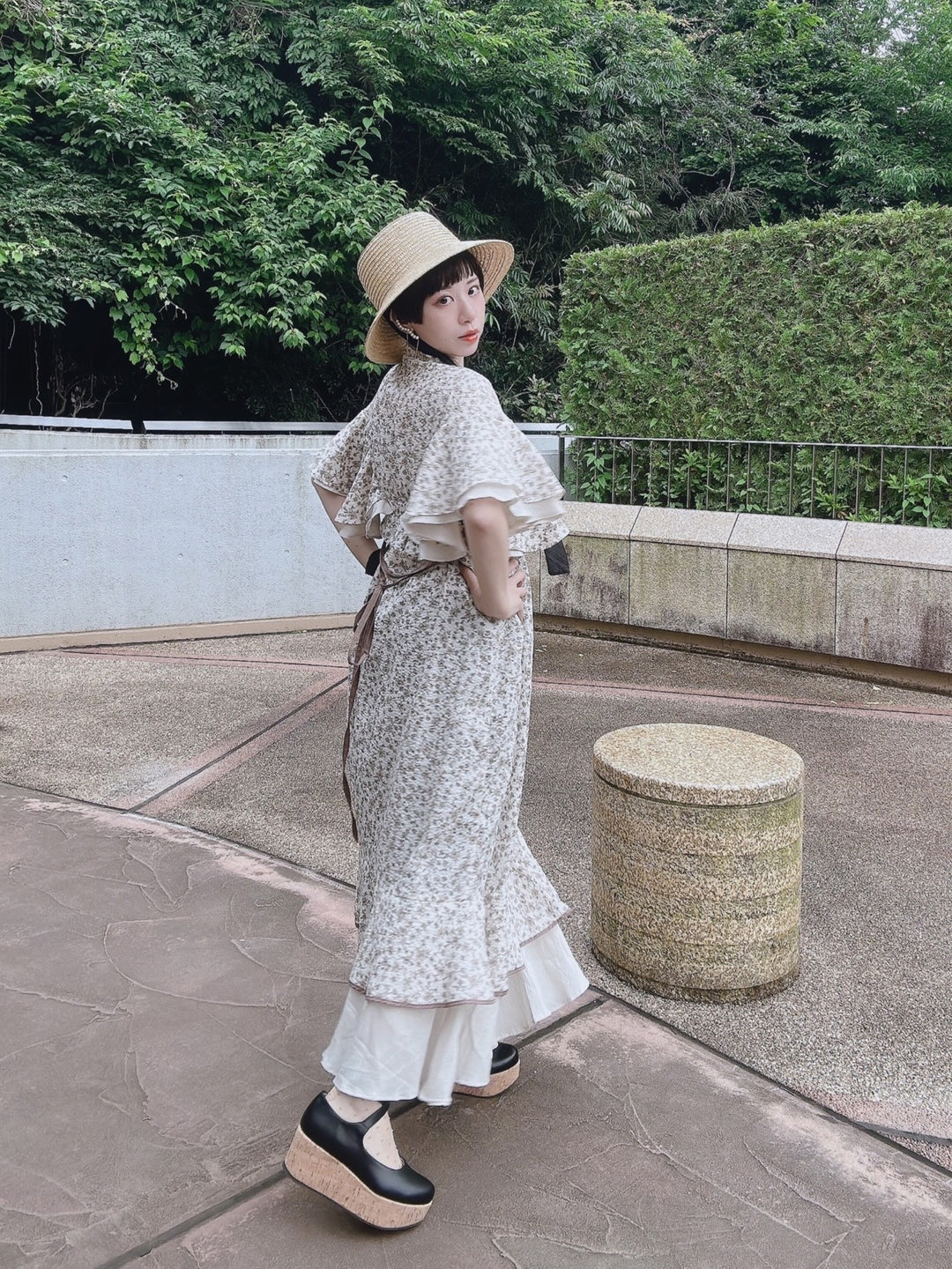 ୨୧2点購入で1,000円OFF୨୧ [usagikomachi] うさこま - Metamor Kimono Dress / Ash botanica