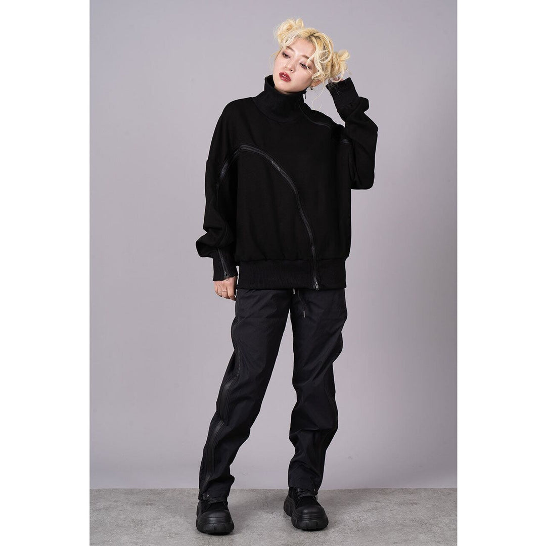 [¥0] Drawstring Slender Zipper Pants