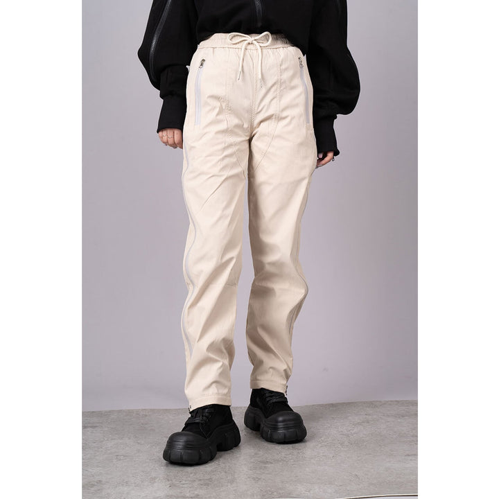 [¥0] Drawstring Slender Zipper Pants