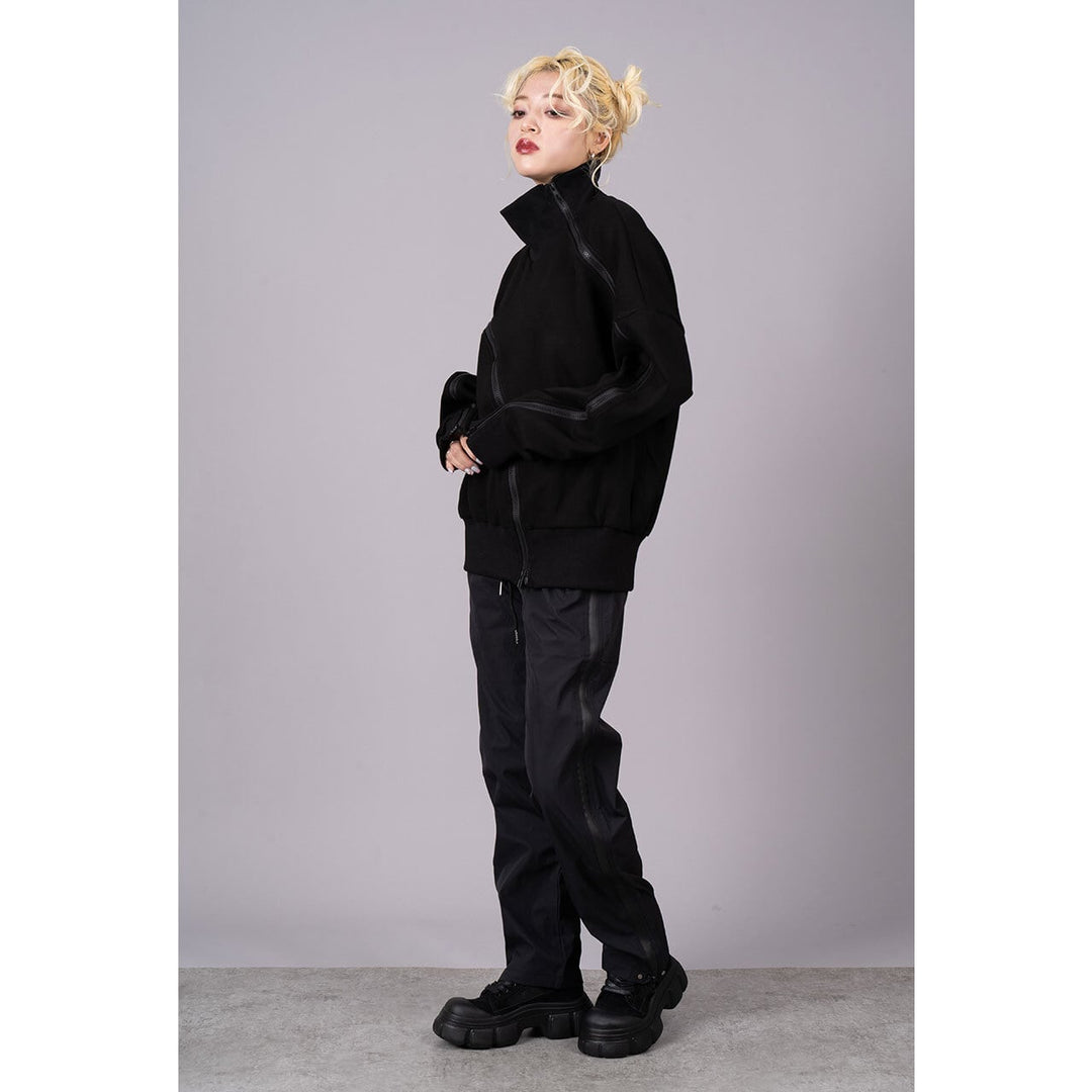 [¥0] Drawstring Slender Zipper Pants