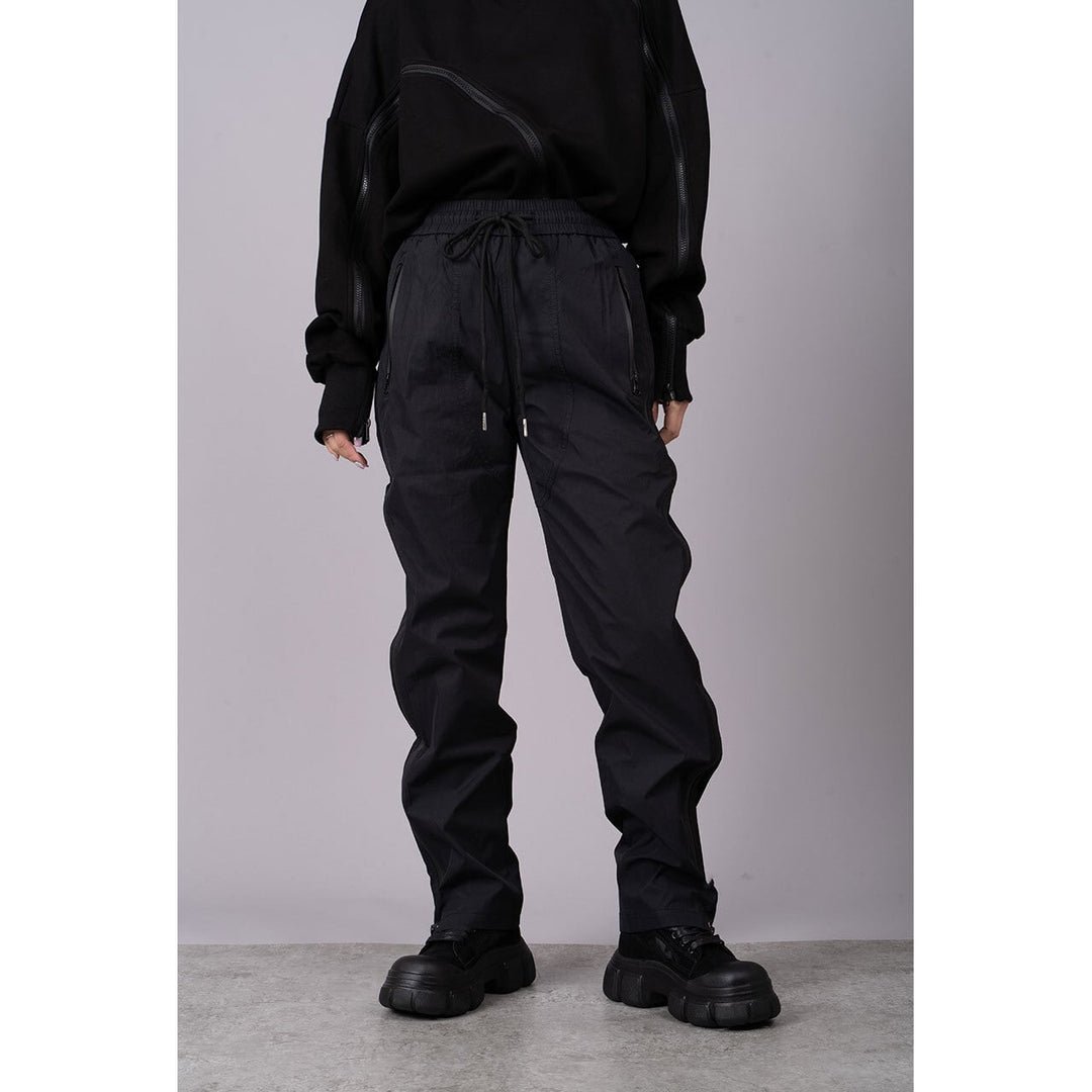 [¥0] Drawstring Slender Zipper Pants